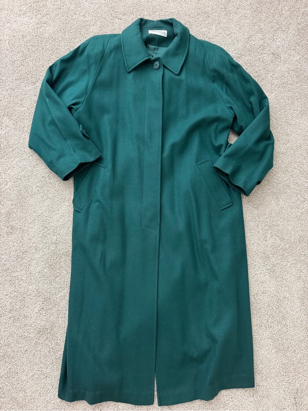 Women's Forecaster Vintage Green Wool Long Coat- Size 14